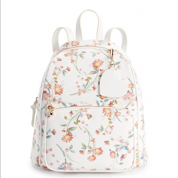 white floral backpack